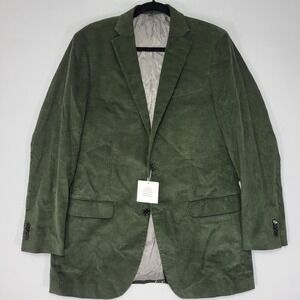 Indochino Men's Sport Coat Blazer Two Button Green Cotton Corduroy About 40R
